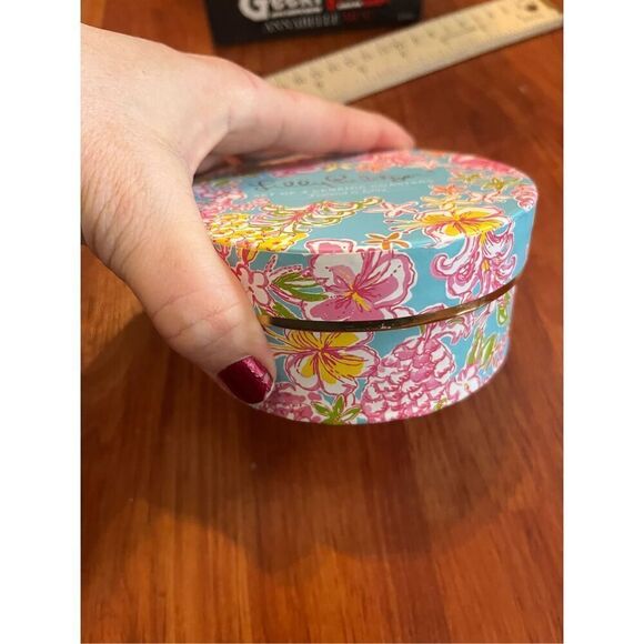 Set of 4 Lilly Pulitzer Ceramic Gold Rim Coasters 3.75" BREAKWATER BLUE LOLITA - Picture 7 of 13